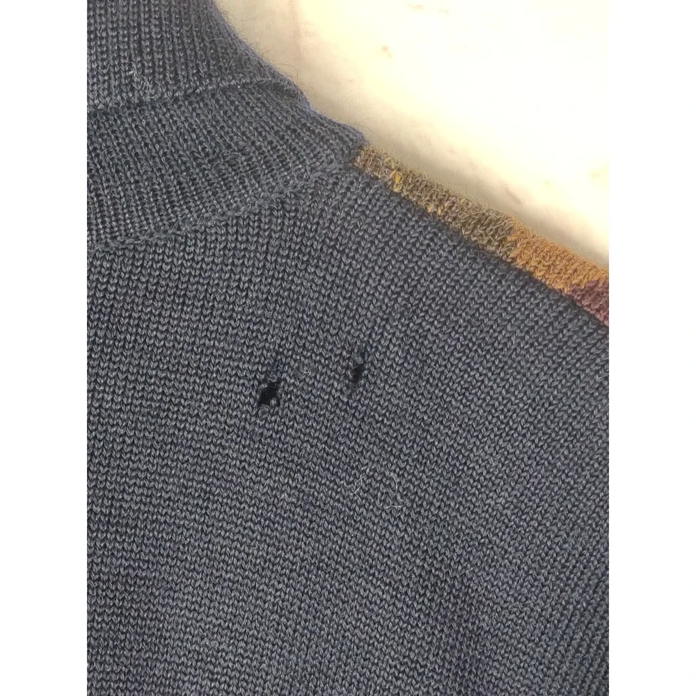 Vtg Tricots St Raphael Argyle Pattern Wool XL Pullover Collared Sweater *HOLES* - Picture 9 of 12